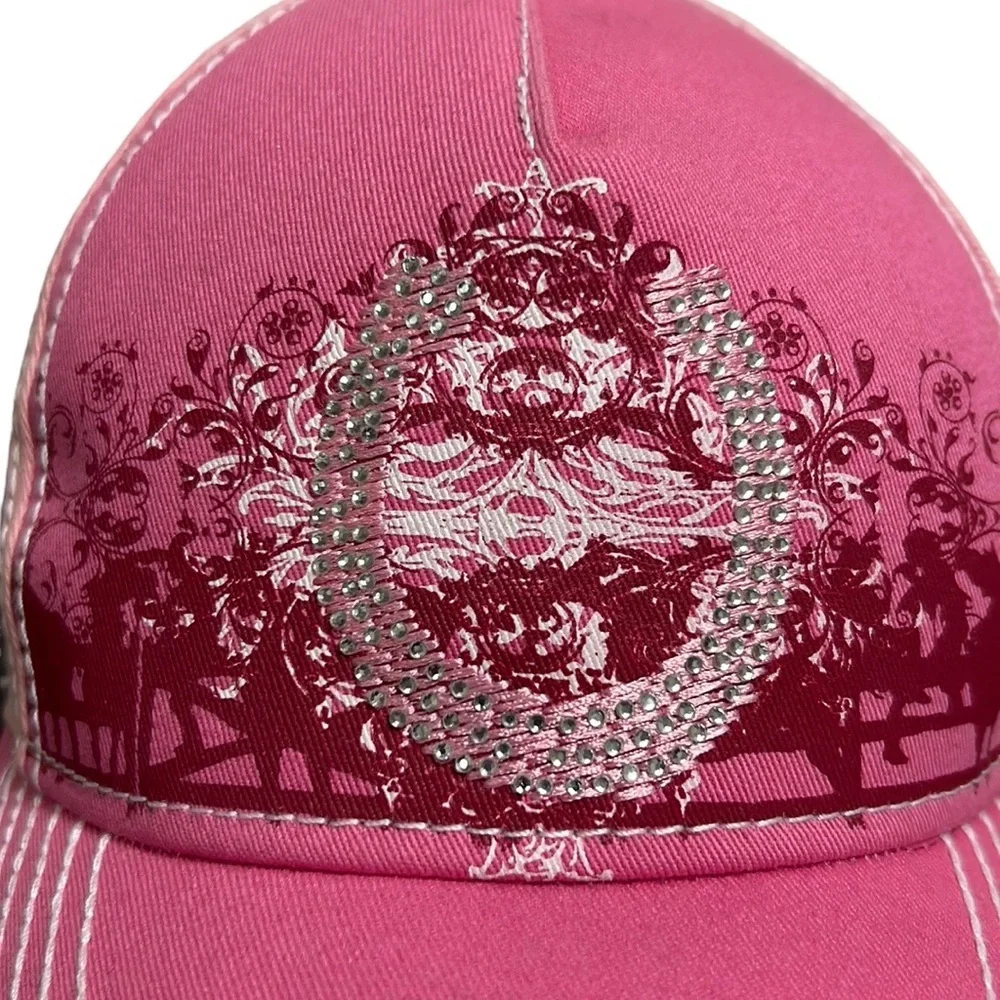 Western Embellished Horseshoe Horse Trucker‎ Hat Pink Adjustable Barbiecore